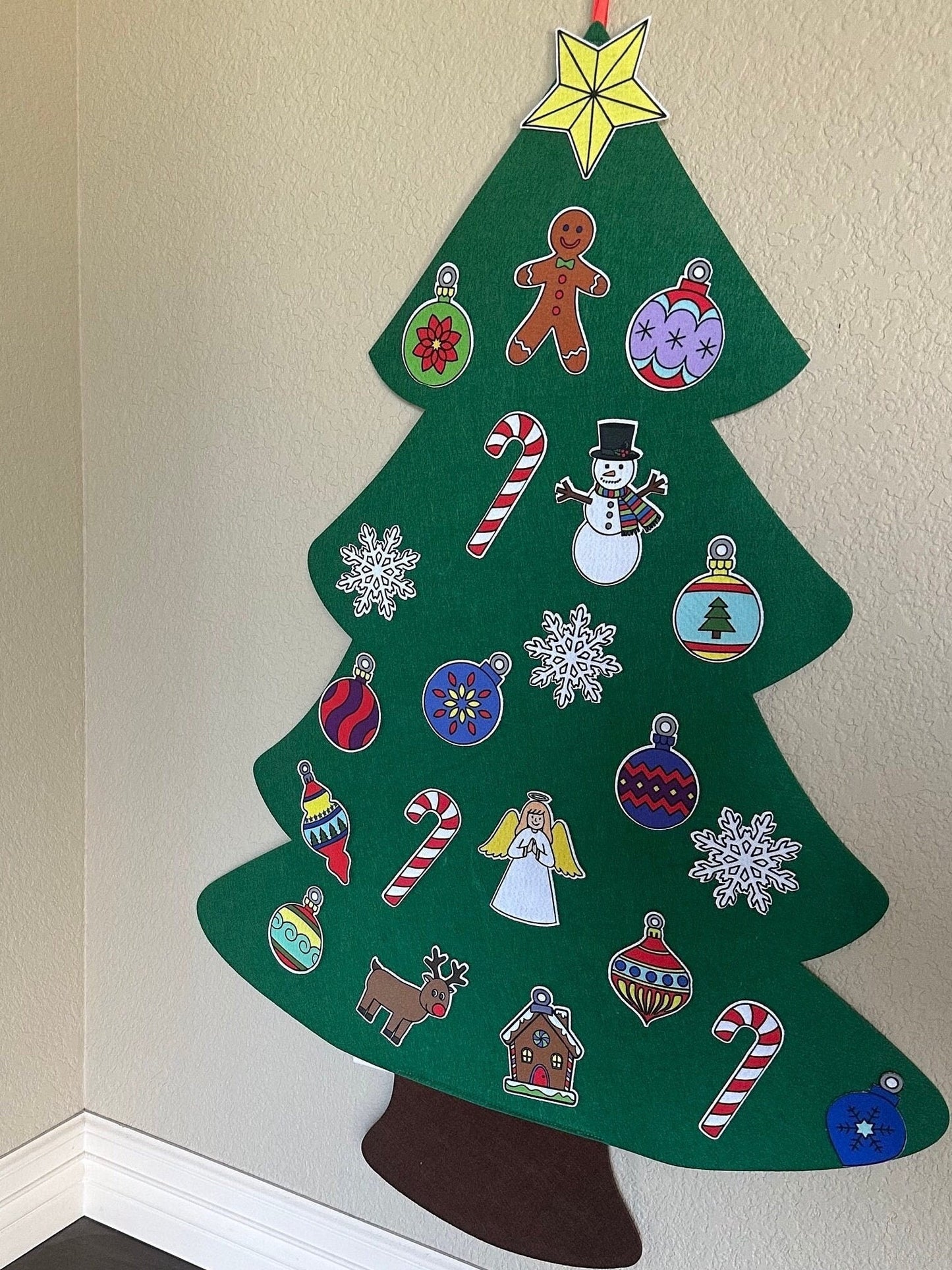 Felt Christmas Tree 41" tall- (with 22 felt ornaments) * DIY OPTION *