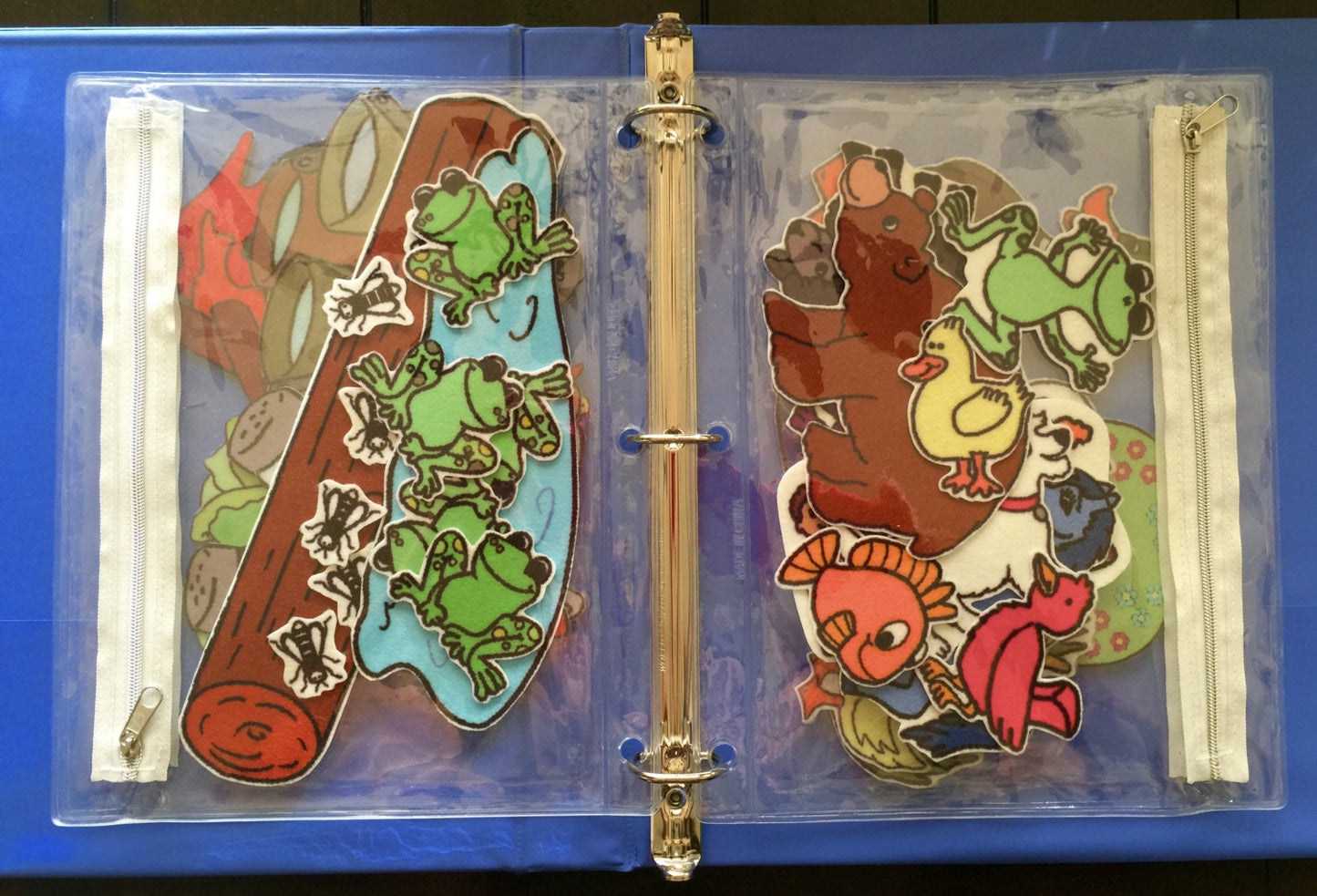 10 Clear Vinyl Zippered Pouches. Fit in a Standard 3-Ring Binder.Organize your felt board sets