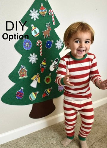 Felt Christmas Tree 41" tall-  (with 22 felt ornaments) * DIY OPTION *