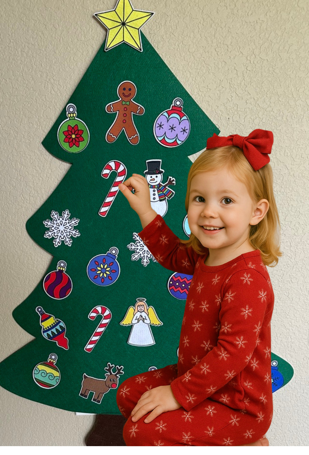 Felt Christmas Tree 41" tall-  (with 22 felt ornaments) * DIY OPTION *