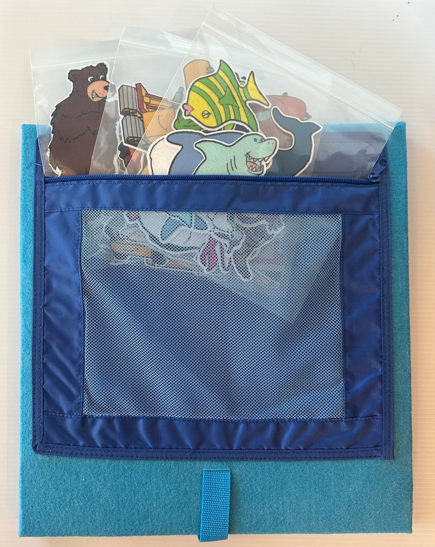 Single Sided Felt Board with Storage Pocket  14"x15"